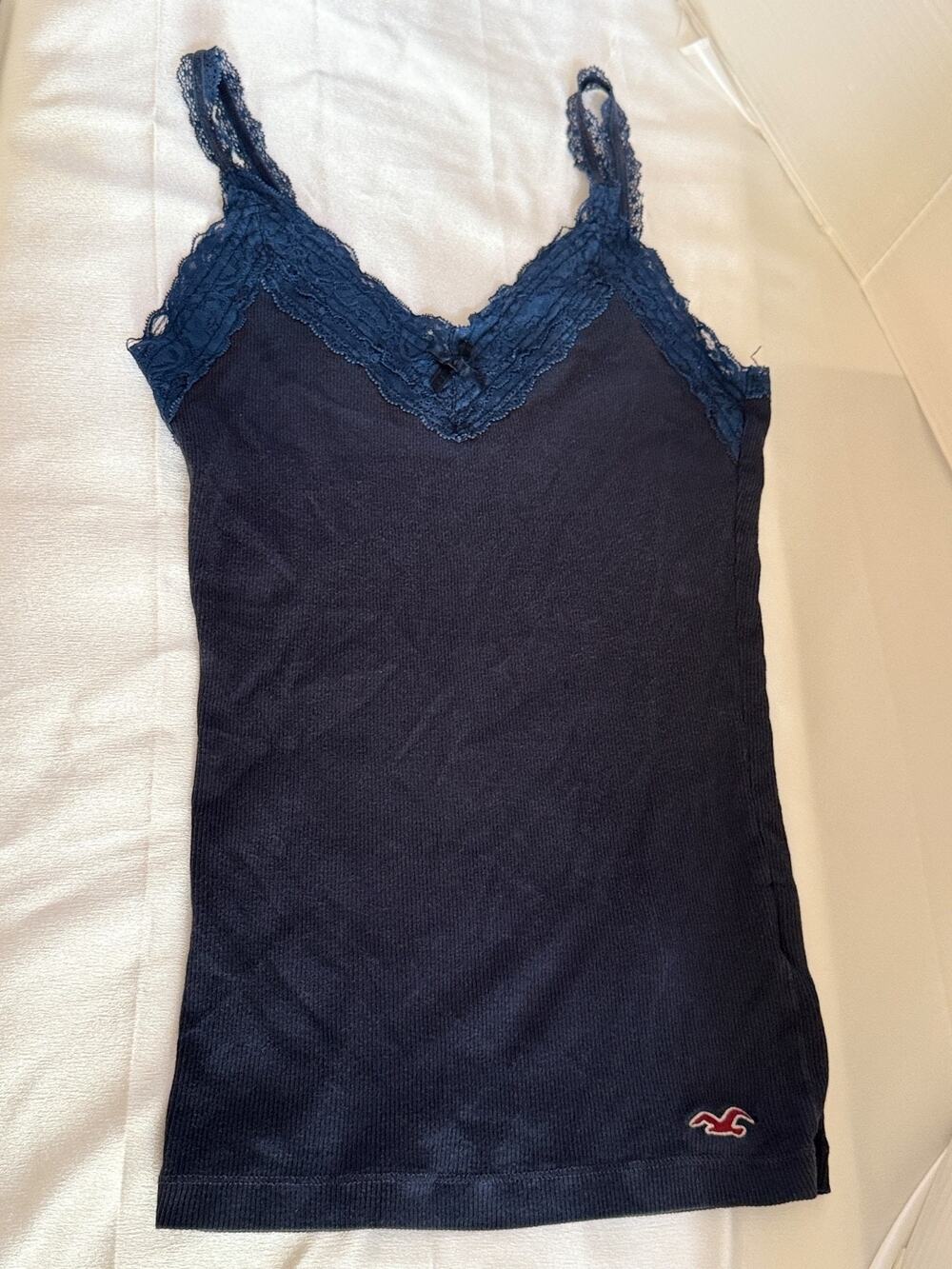 VTG Y2K Hollister So Cal Stretch Lace Cami Tank Top Navy Blue Grunge Fairy S